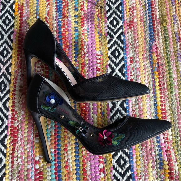 Betsey Johnson Shoes - Betsy Johnson - Jewel - Black Mesh Heels - Size 7